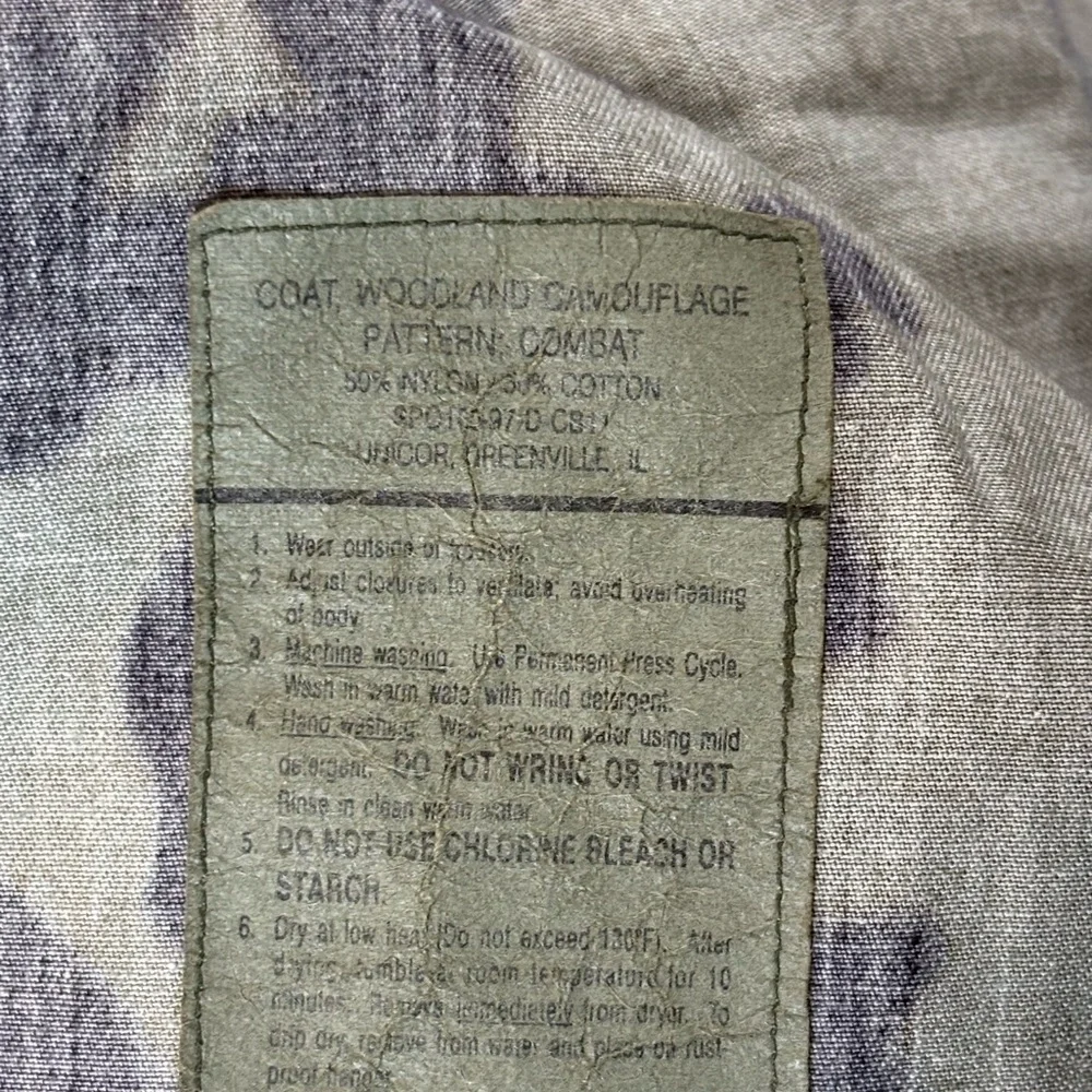 Vintage 90s Us Army Bdu Combat Coat Men’s Large Woodland Camo Forscom Patch - Picture 6 of 10